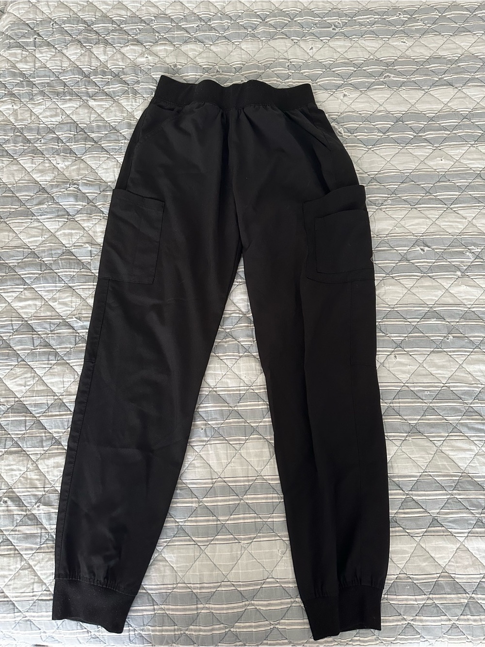 Uniform Advantage Easy Stretch Black Cargo Scrubs with Elastic Waist
